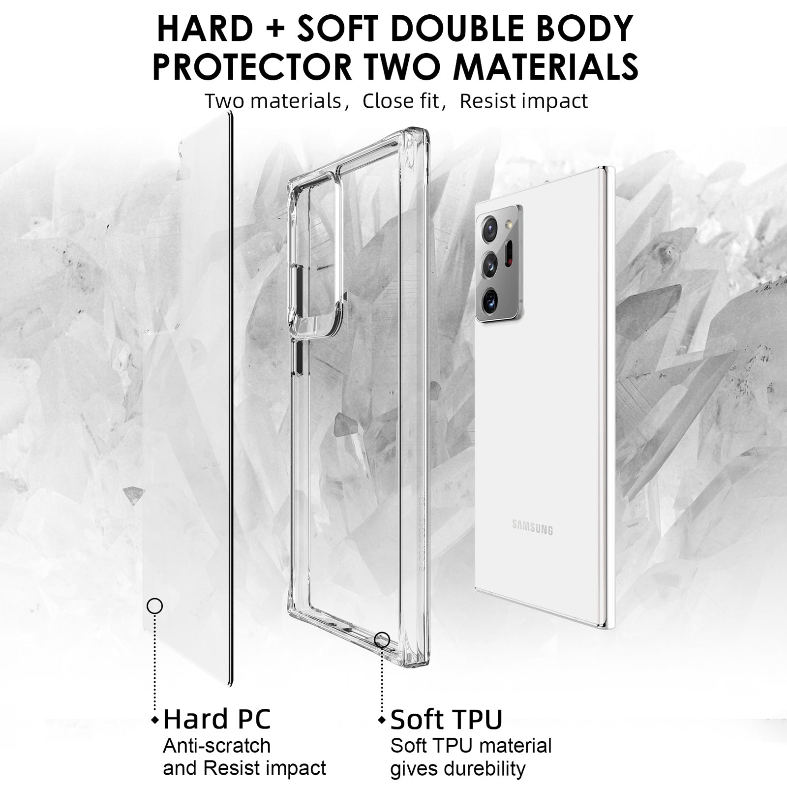 For Samsung Galaxy Note20 Ultra / Note20 Ultra 5G Case Drop Protection PC + TPU Cell Phone Cover For Samsung Galaxy Note20 Ultra / Note20 Ultra 5G Case Drop Protection PC + TPU Cell Phone Cover